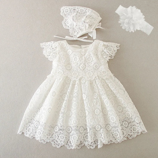 Lace Pattern Christening Dress (3M -24M)