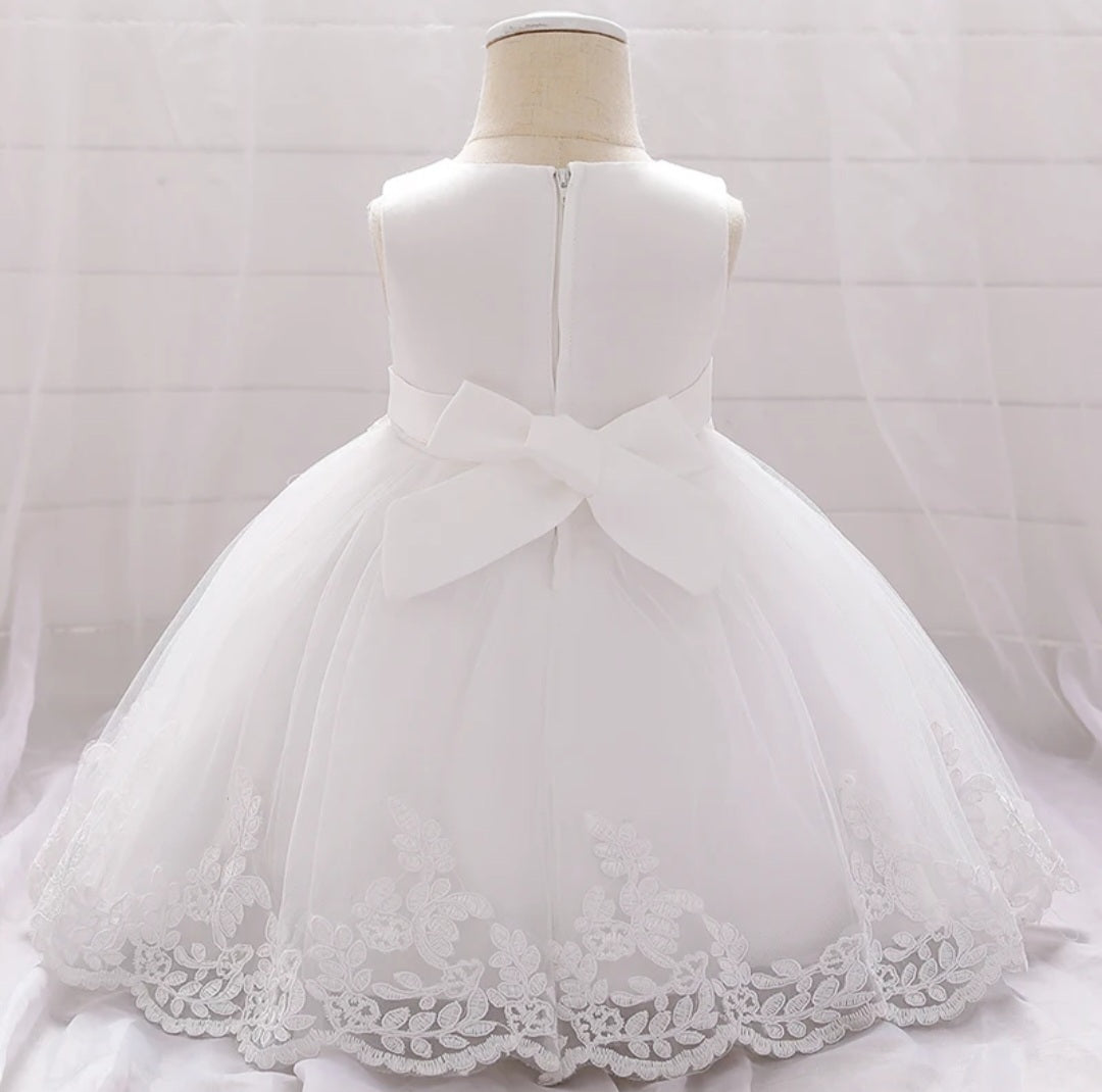White Beaded Christening Dress