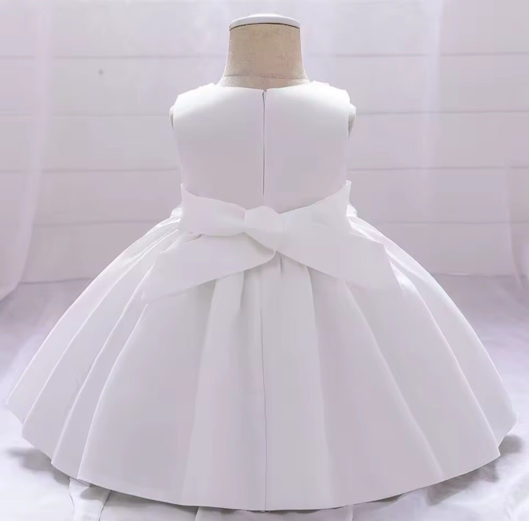 White Beaded Flower Dress (3M-5Yr)