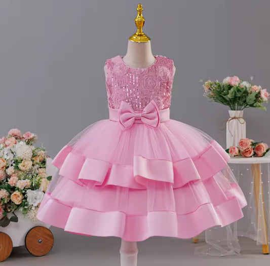 Pink Sequin Tiered Dress (2-10 Yrs)