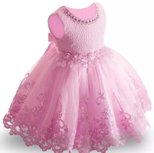 Girls Lace & Tulle Pink Dress, Size 4 - 8Yrs