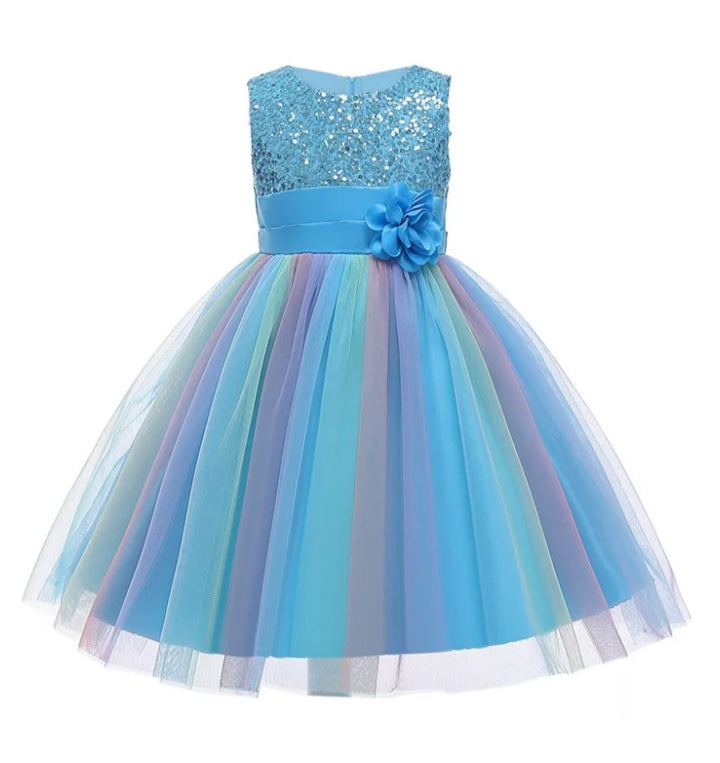 Blue Rainbow Sparkle Dress (10-12 Yrs)