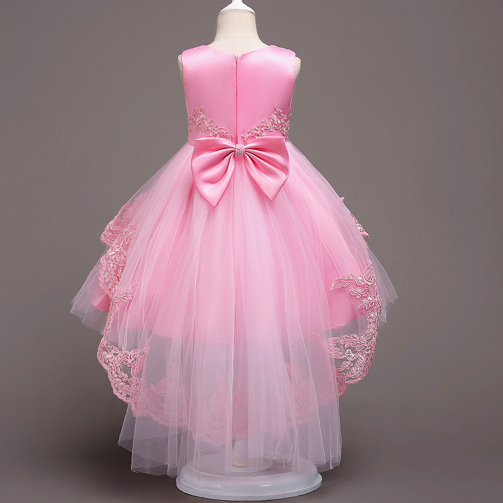 Girls Swallowtail Embroidered Pale Pink Dress, Size 3-14yrs