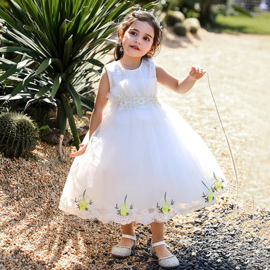 White & Yellow Flower Dress (9M-5Yrs)