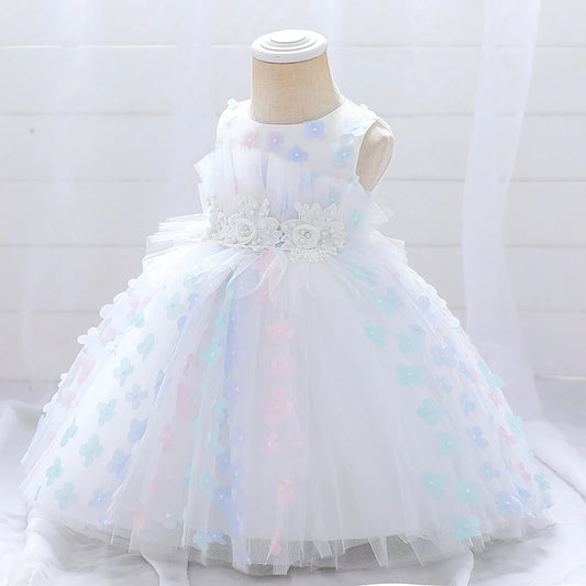 White Rainbow Flower Dress (9M-5Yrs)