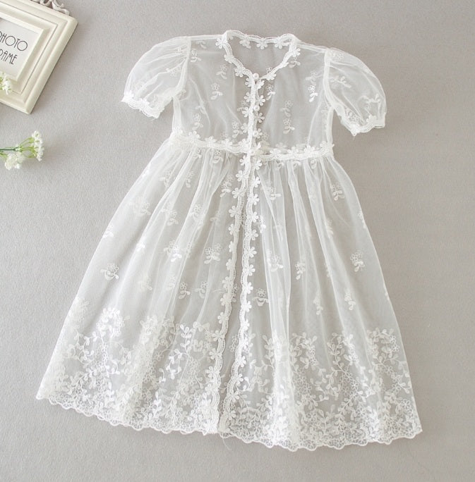 Christening Gown, Lace Cloak & Hat (3M-24M)