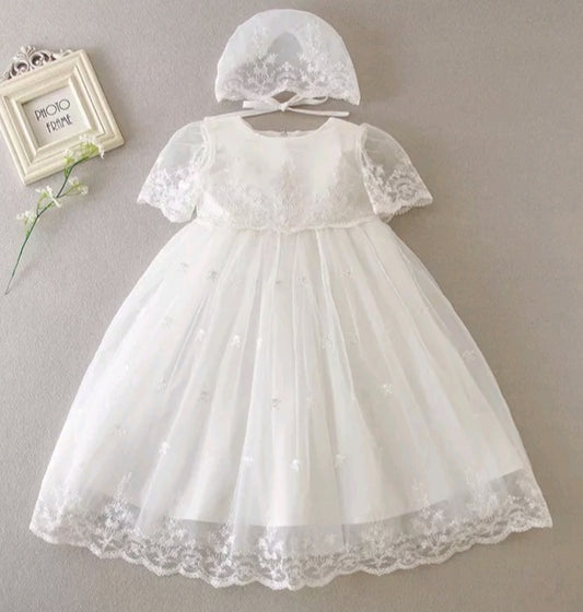 Lace Tulle Christening Dress (3M-24M)