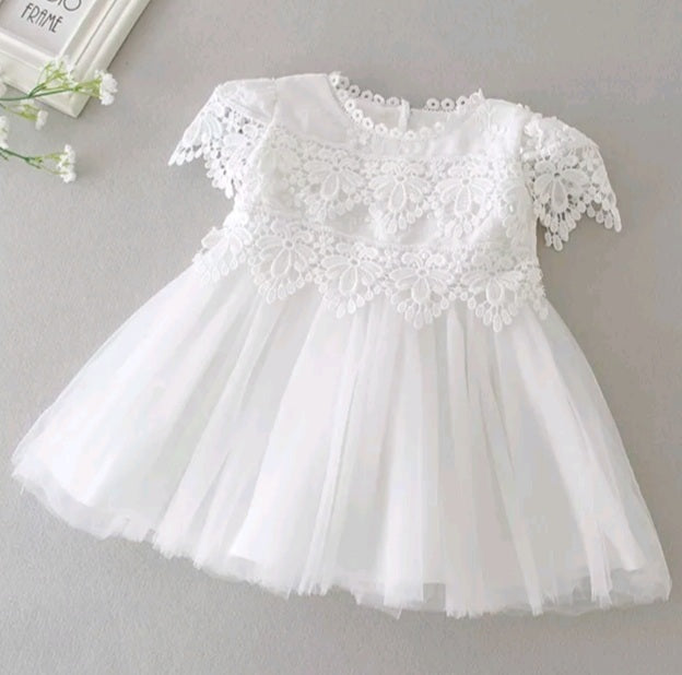 White Tulle Christening Dress (3M - 24M)
