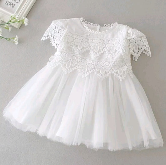 White Tulle Christening Dress (3M - 24M)