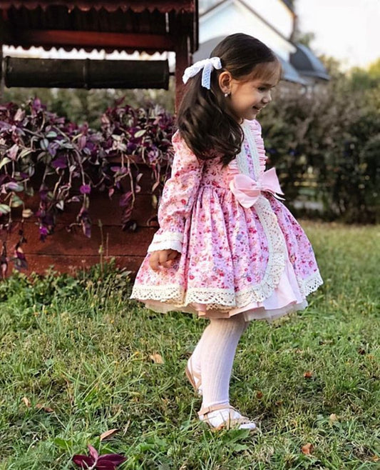 Floral Lace Ruffle Dress, Size 1 - 5 Yrs