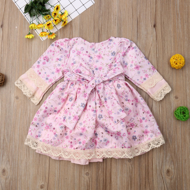 Floral Lace Ruffle Dress, Size 1 - 5 Yrs