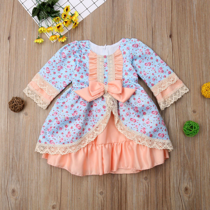 Floral Lace Ruffle Dress, Size 1 - 5 Yrs