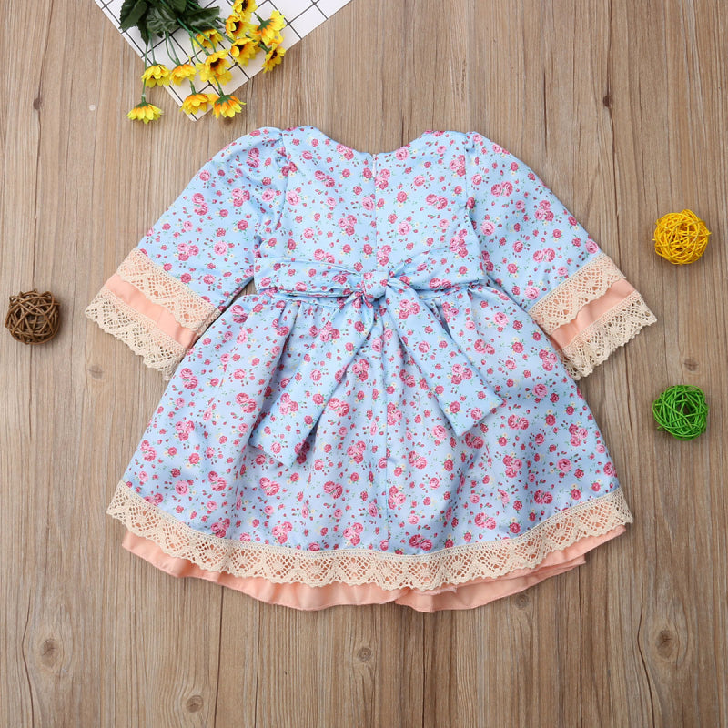 Floral Lace Ruffle Dress, Size 1 - 5 Yrs