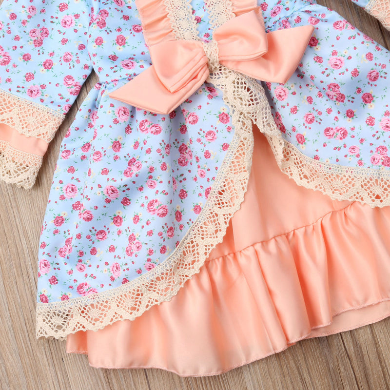 Floral Lace Ruffle Dress, Size 1 - 5 Yrs