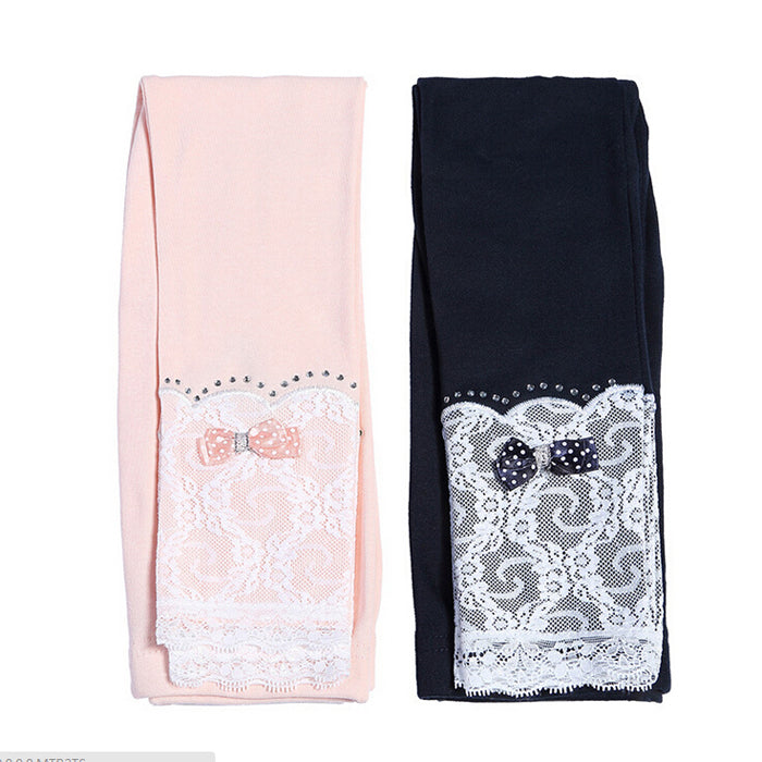 Girls Leggings Lace and Bow Size 18M-8Yrs