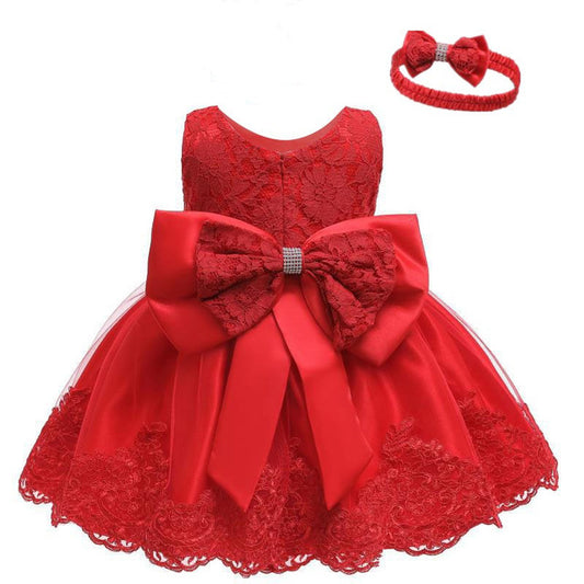 Baby Bow Dress & Matching Hairband (3M-24M)