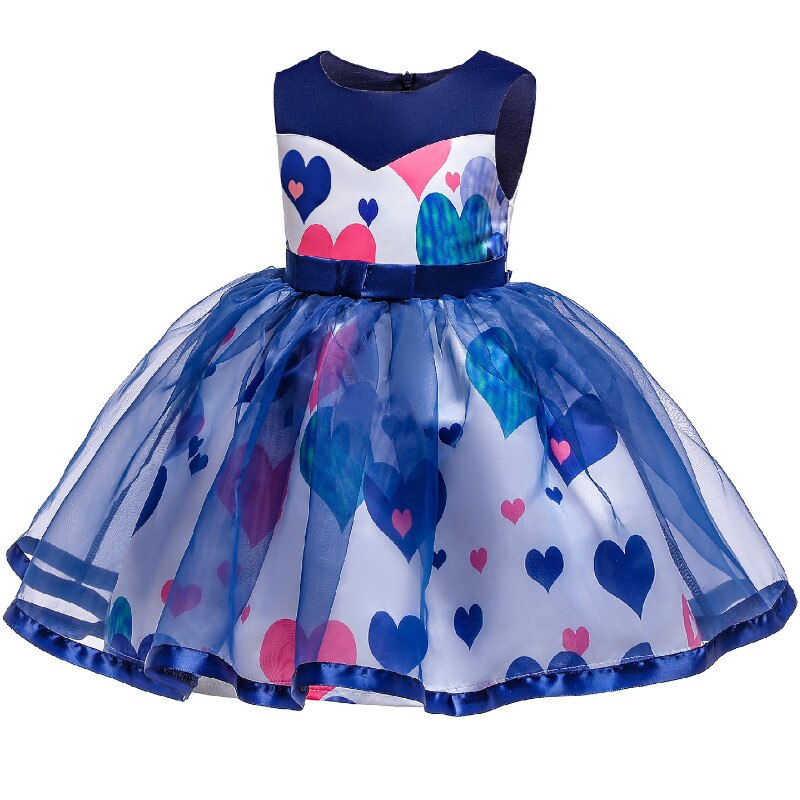 Blue Hearts Dress, Size 2-10 Yrs