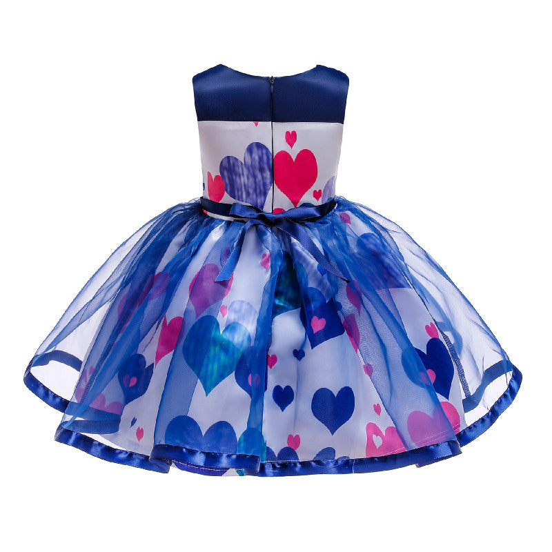 Blue Hearts Dress, Size 2-10 Yrs