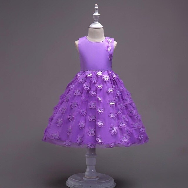 Flower Tulle Dress, Size 3-8 Yrs