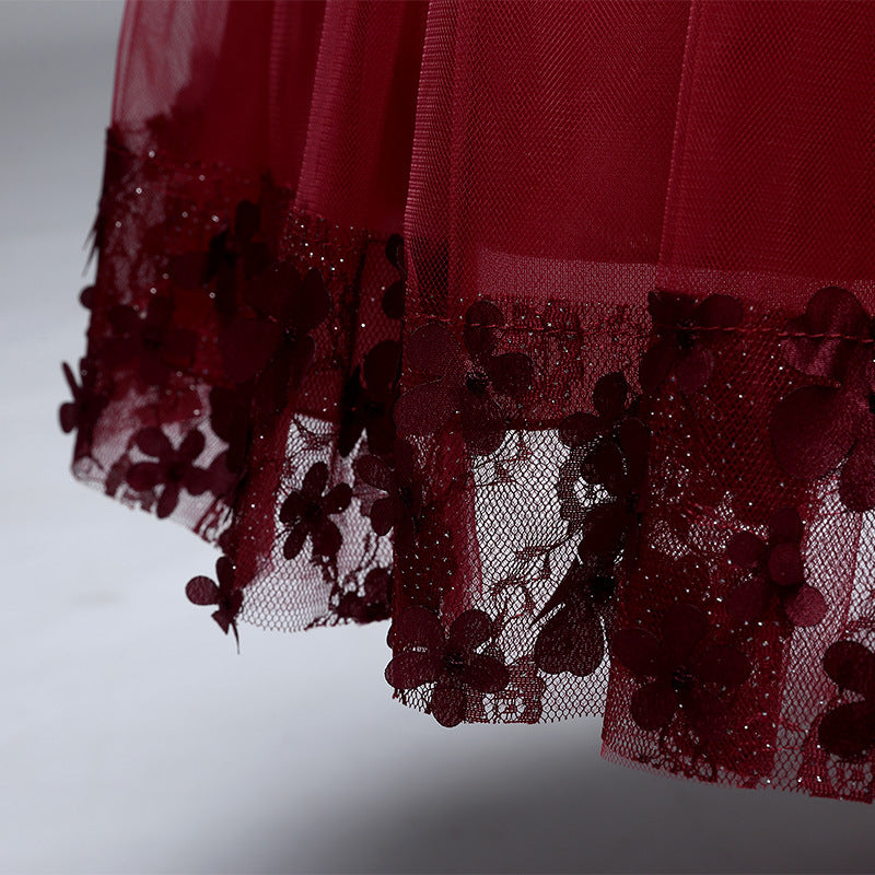 Girls Wine Red Party Dress (6m-8 Yrs)