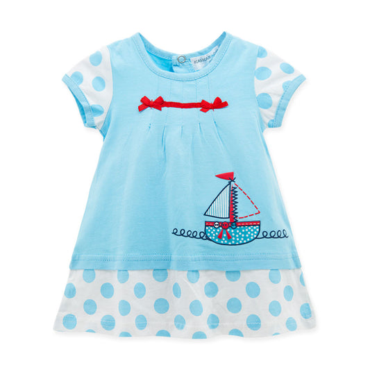 Cotton Baby Dress, Pale Blue, Size 3-24M