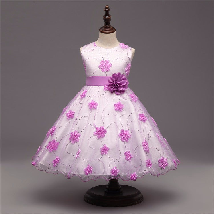 Lilac Chiffon Flower Dress, Size 4 - 10 Yrs