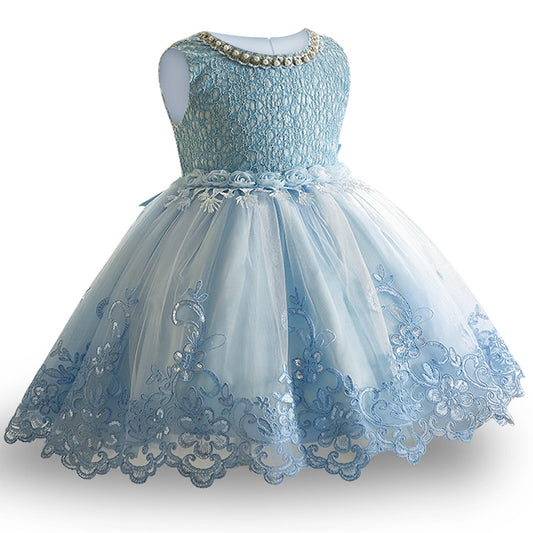 Blue Lace & Tulle Dress, Size 2-10 Yrs