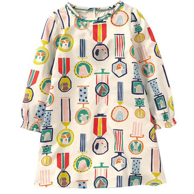 Girls Long Sleeved Cotton Dress, Size 18M-6Yrs