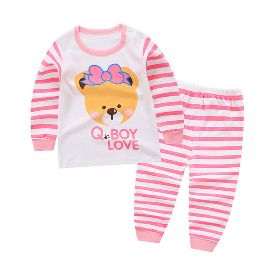 Girls Pink Striped Pyjamas, Size 3-24M