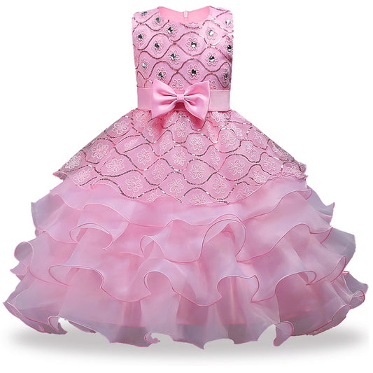 Girls Light Pink Diamante Party Dress (2-14Yrs)