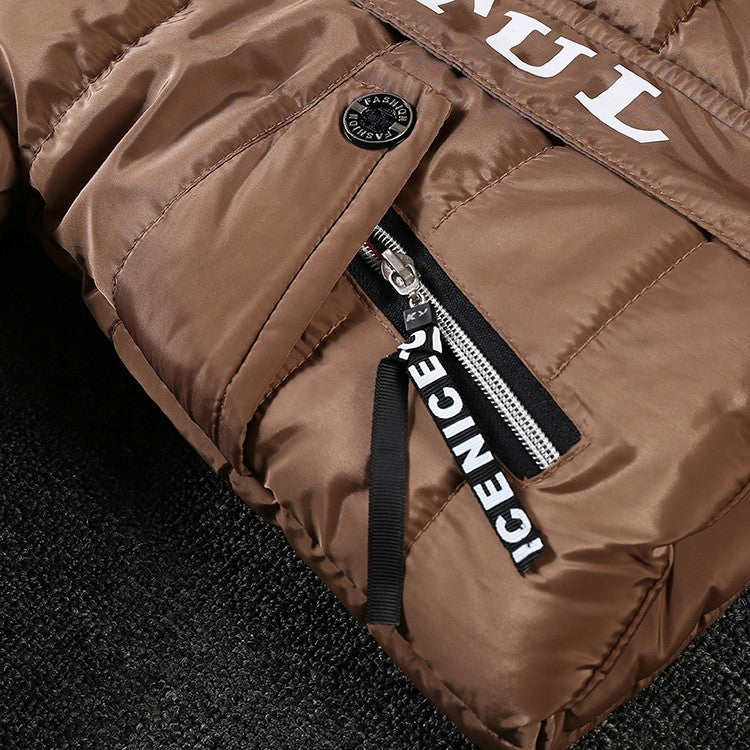 Boys Winter Hooded Coat - Khaki, 18M-5Yrs