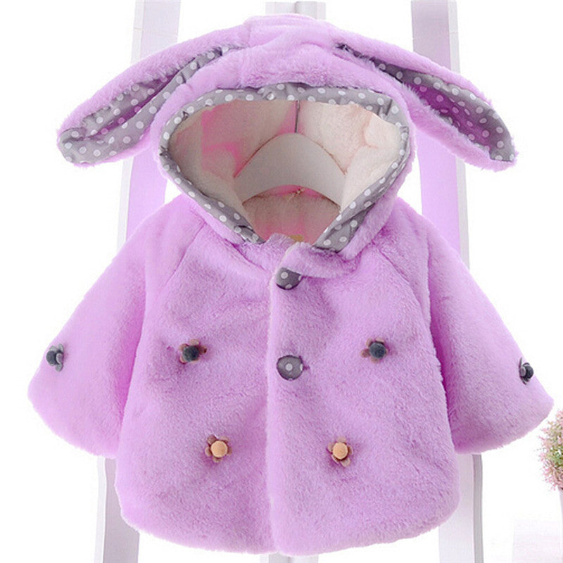 Girls Faux Fur Jacket, Pink, White, Purple, Size 3M-3Yrs