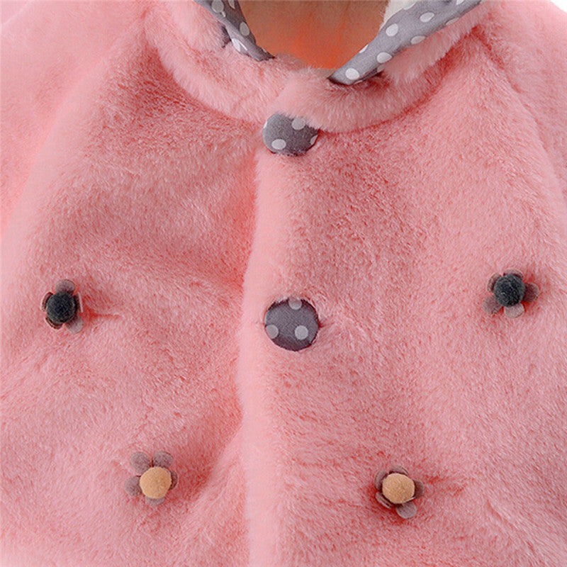 Girls Faux Fur Jacket, Pink, White, Purple, Size 3M-3Yrs