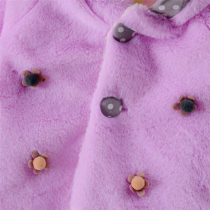 Girls Faux Fur Jacket, Pink, White, Purple, Size 3M-3Yrs