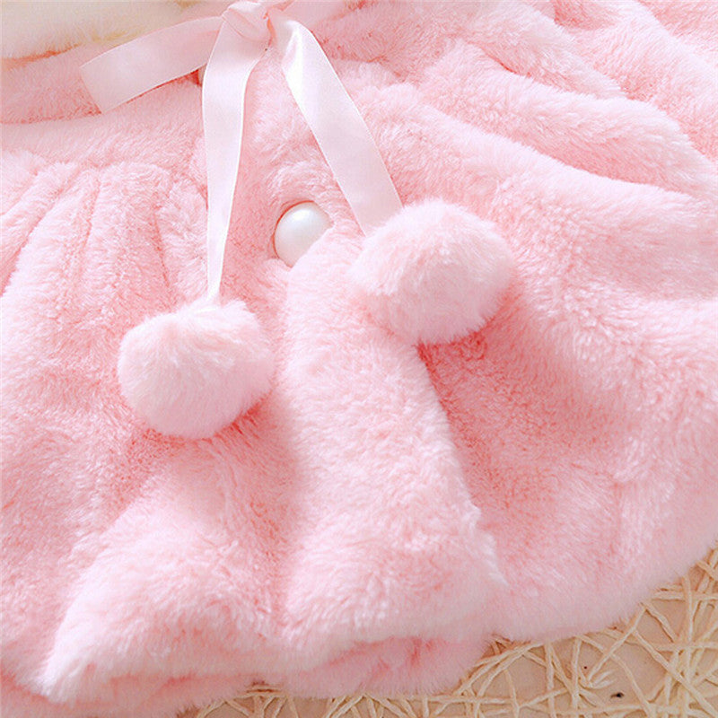 Baby Girls Velour Rabbit Ears Hooded Jacket Size 6m-3yrs