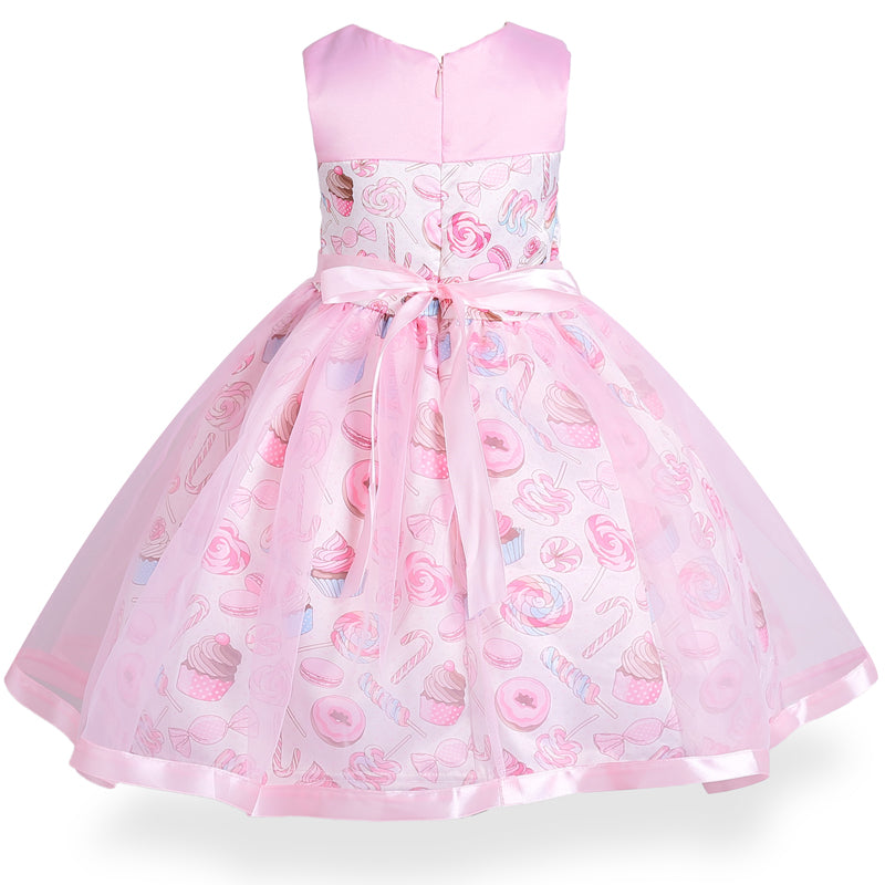 Girls Sweet Print Dress, Pink, Size 2-10 Yrs