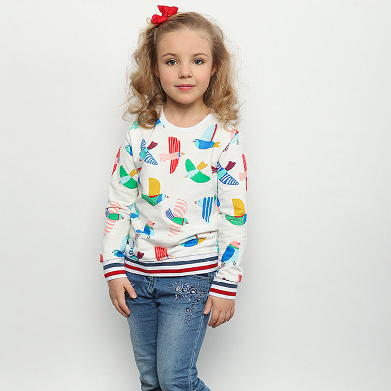 Girls Bird Print Sweatshirt, Size 2-7 Yrs