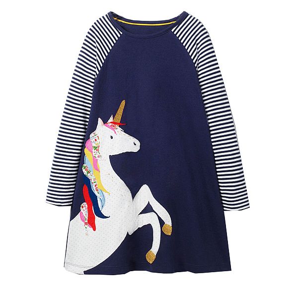 Girls Unicorn Print Dress, Size 18M-6 Yrs