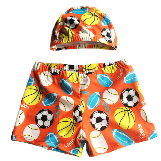 Boys Swimming Trunks & Cap, Size 1-10 Yrs