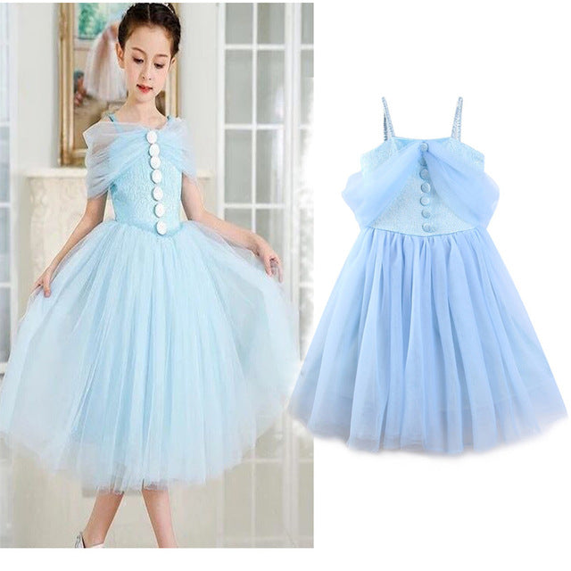 Girls Formal Strap Dress, Blue, Size 2-7 Yrs