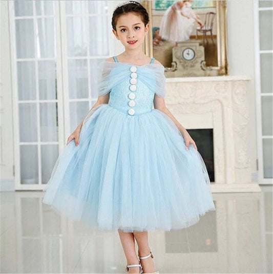 Girls Formal Strap Dress, Blue, Size 2-7 Yrs
