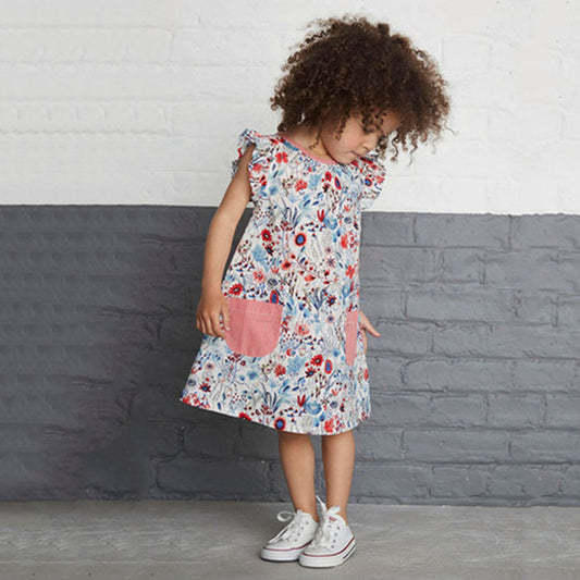Floral Cotton Dress, Size 18M-6Yrs