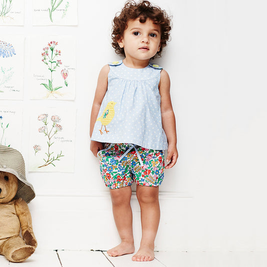 Polka-dot Top & Floral Shorts Set, Size 18M-6Yrs