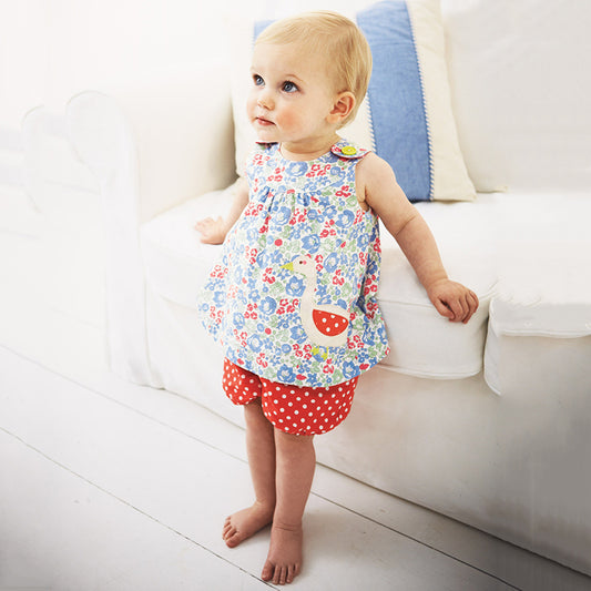 Floral Duck Top & Polka-dot Shorts Set, Size 18M-6Yrs