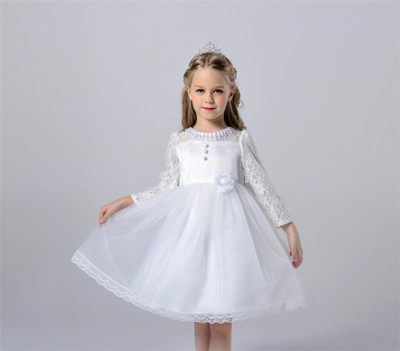 Pretty In Lace Dress, White (3-9 Yrs)