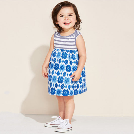 Stripe & Floral Dress, Size 18M-6 Yrs