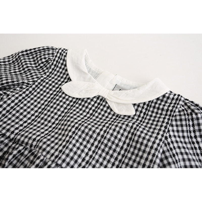 Black Gingham Dress, Size 3-7Yrs