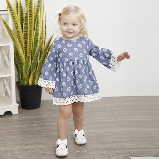 Blue Lace Dress, Size 1-6 Yrs