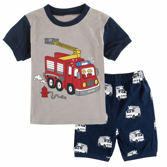 Boys Fire Engine Shorts Pyjamas, Size 2-7 Yrs