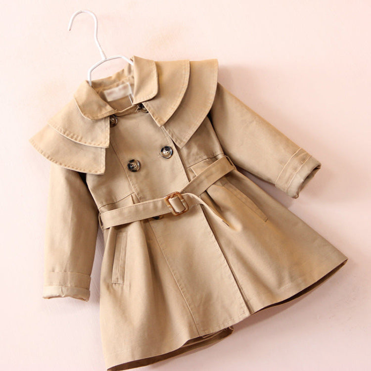 Girls Cream Trench Coat, Size 2-7 Yrs